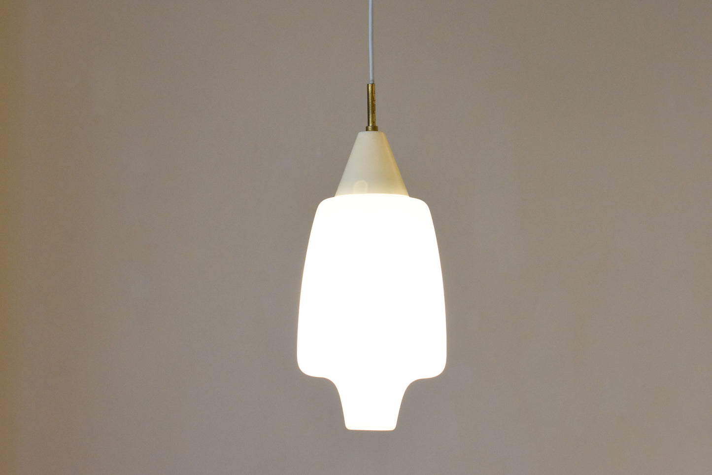 1950s glass + brass pendant lamp