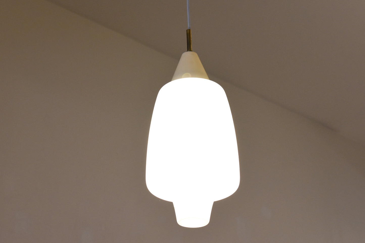 1950s glass + brass pendant lamp