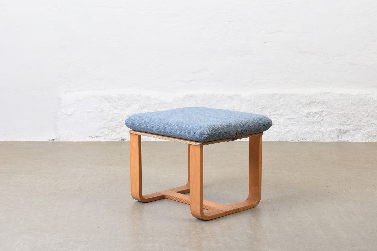 Newly reupholstered: 1980s foot stool by Magnus Olesen