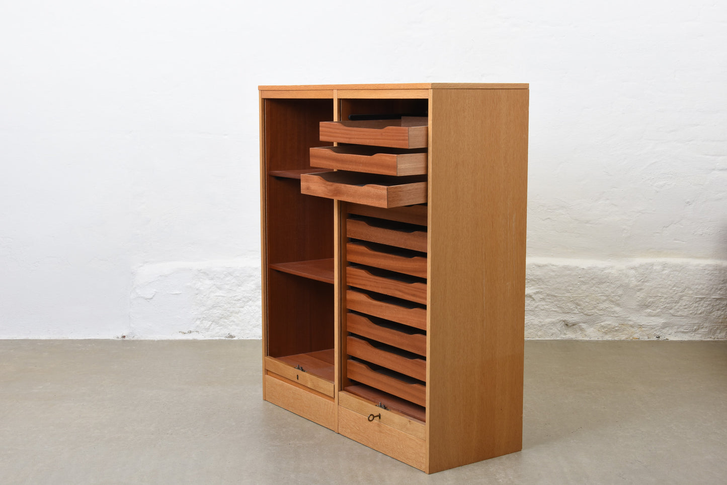 1960s oak archive cabinet