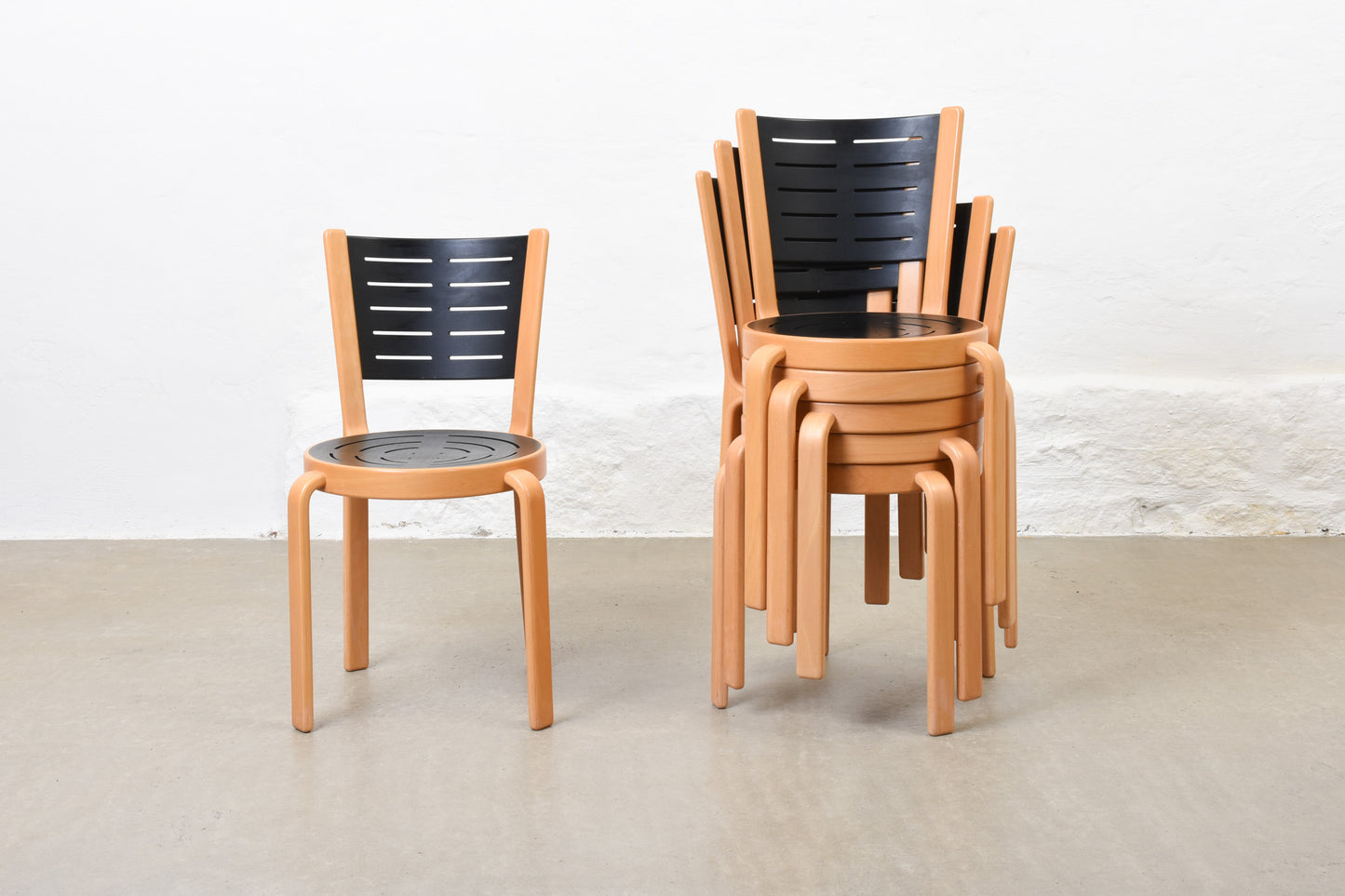 Six available: 1980s set of chairs by Magnus Olesen
