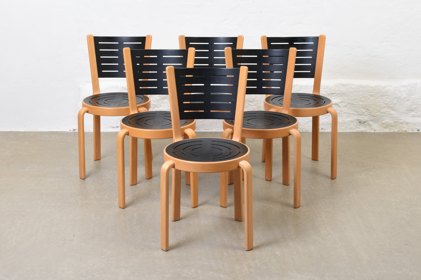 Six available: 1980s set of chairs by Magnus Olesen