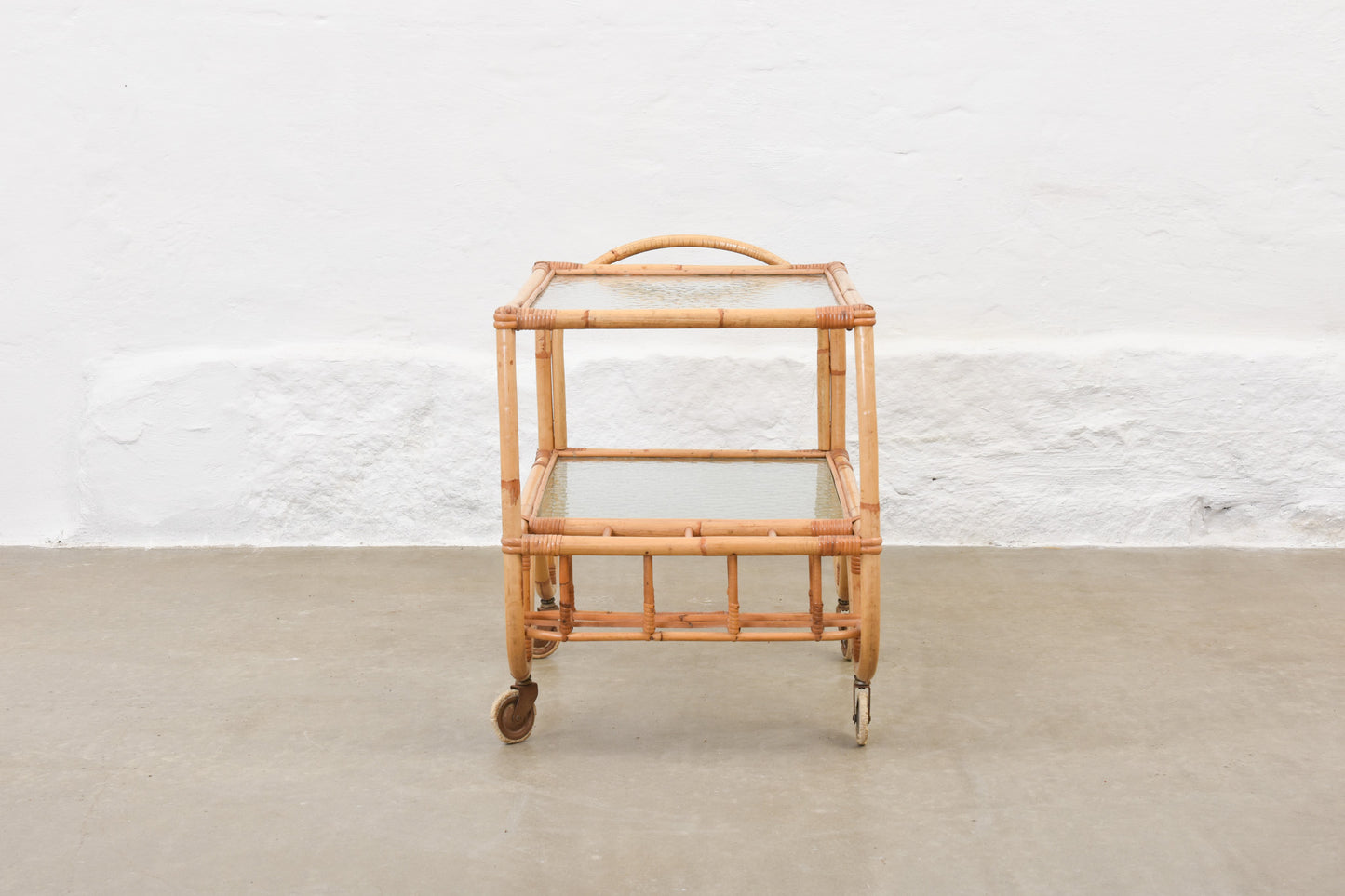 Save £70: 1930s bamboo + glass bar trolley