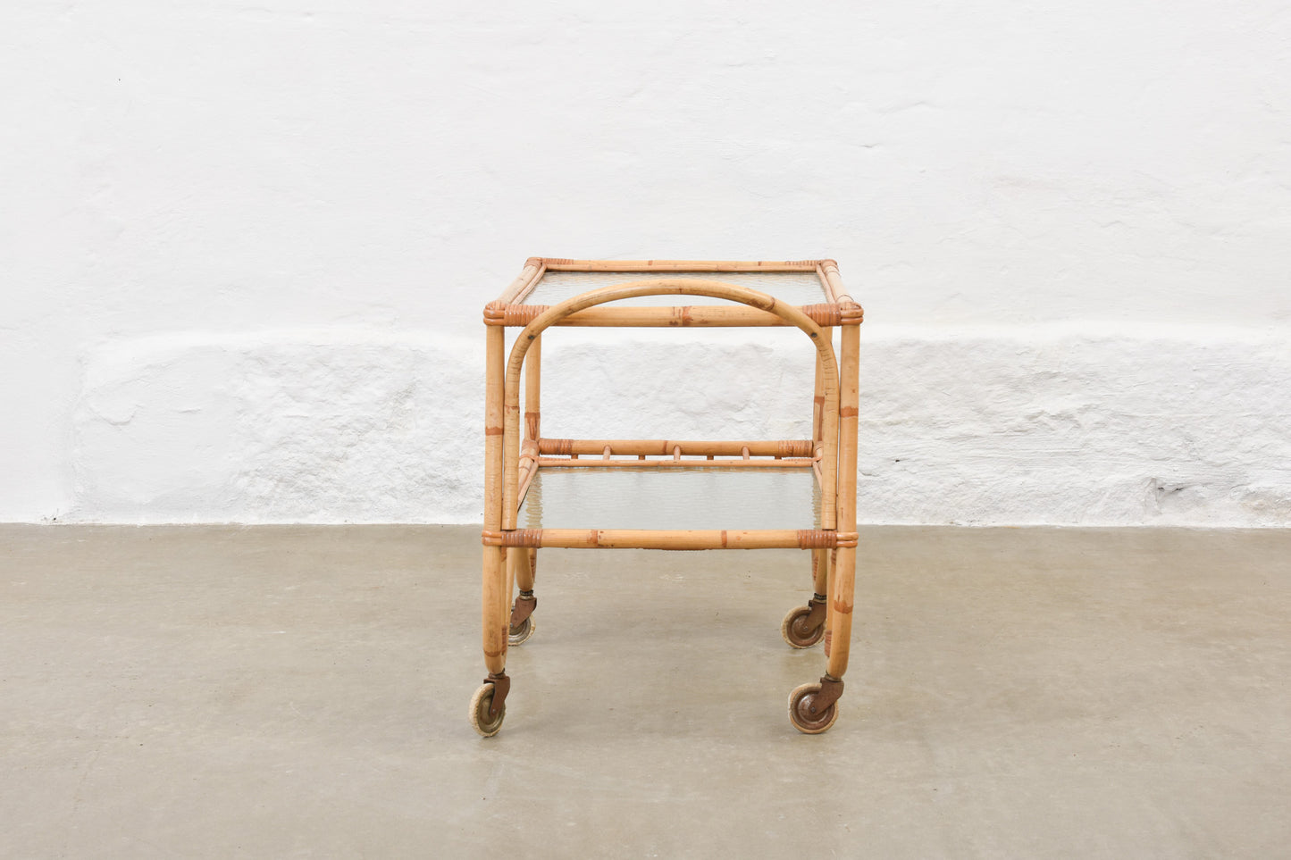 Save £70: 1930s bamboo + glass bar trolley