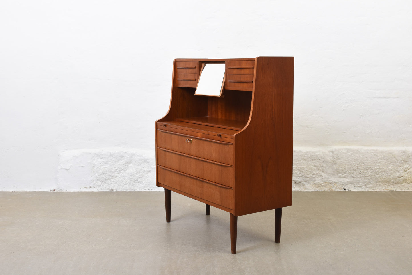 1960s teak bureau with hidden mirror