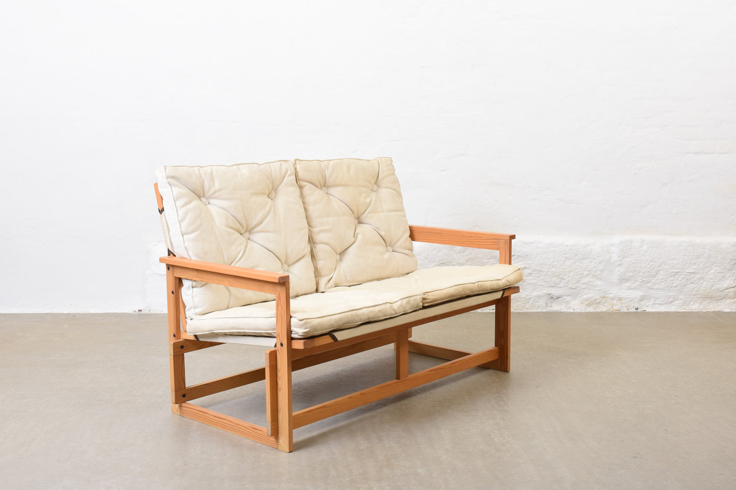1970s pine and canvas sofa by Brio Ferie