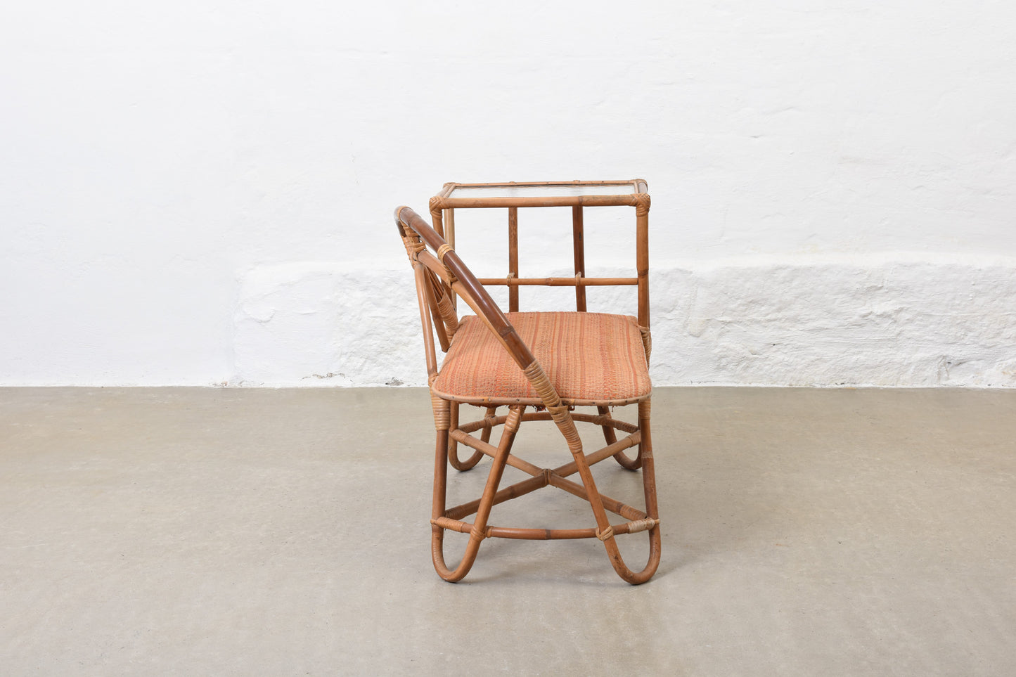 1960s bamboo telephone bench