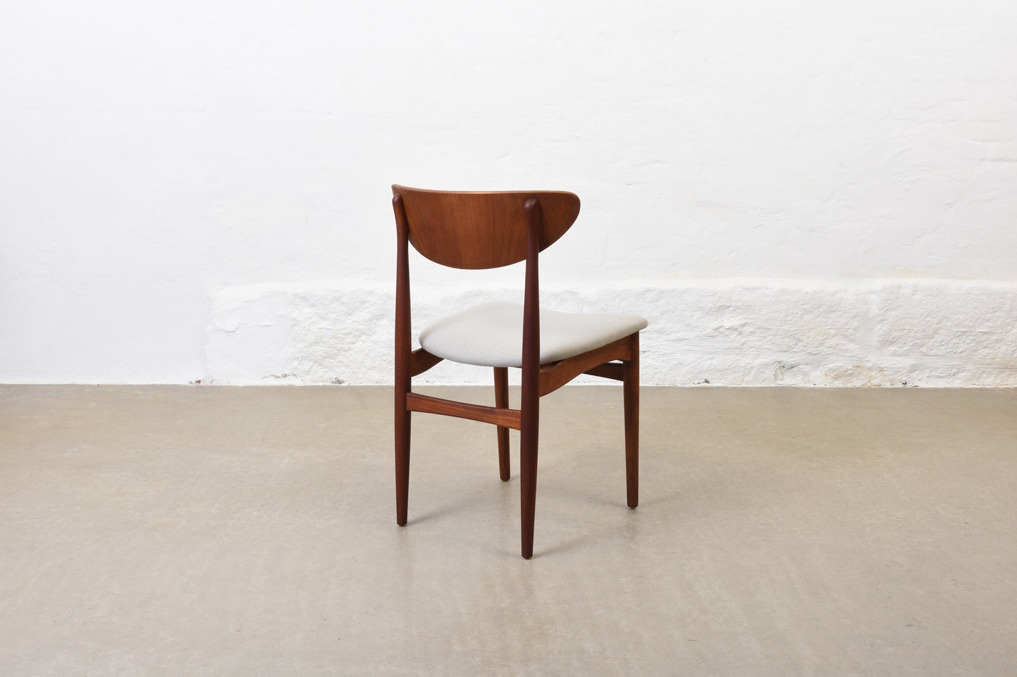Newly reupholstered: Set of 1950s teak dining chairs by Henning Kjærnulf