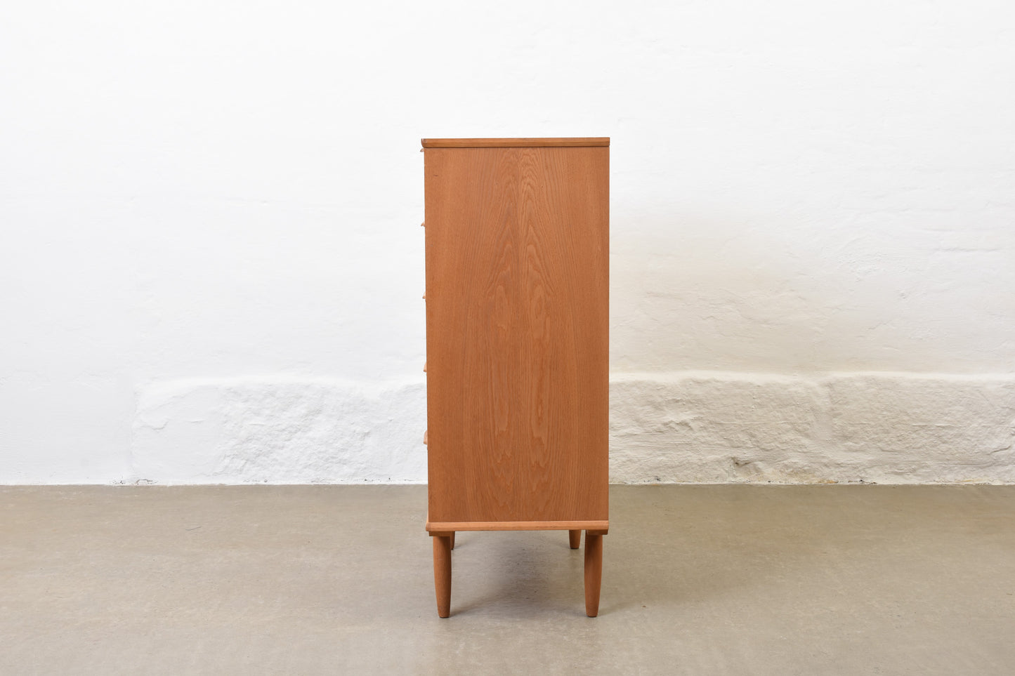 1960s oak chest of five drawers