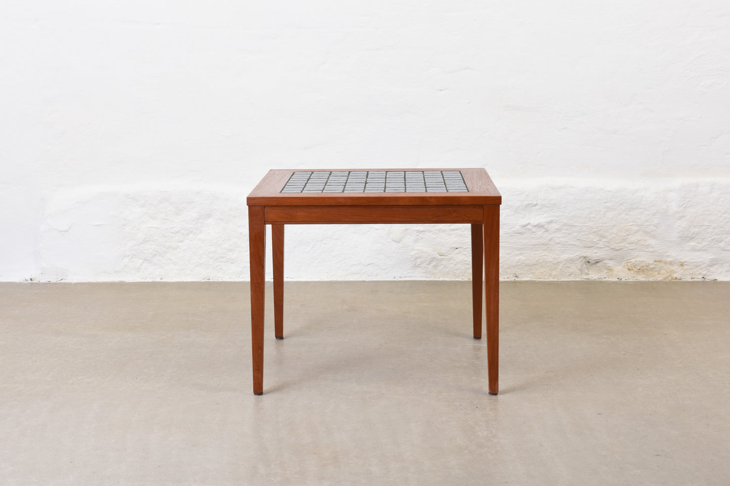 1960s teak side table with ceramic inlay