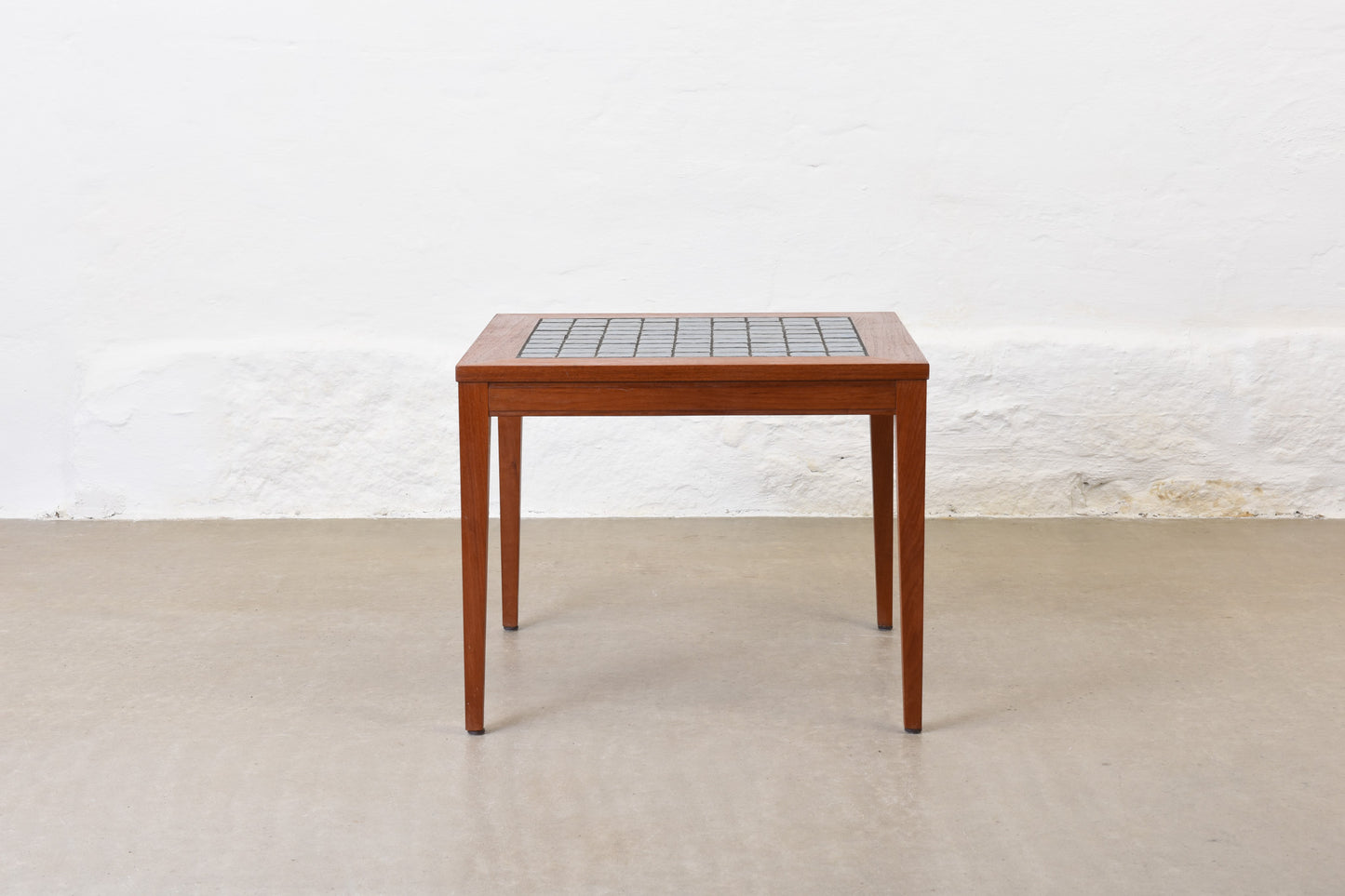 1960s teak side table with ceramic inlay