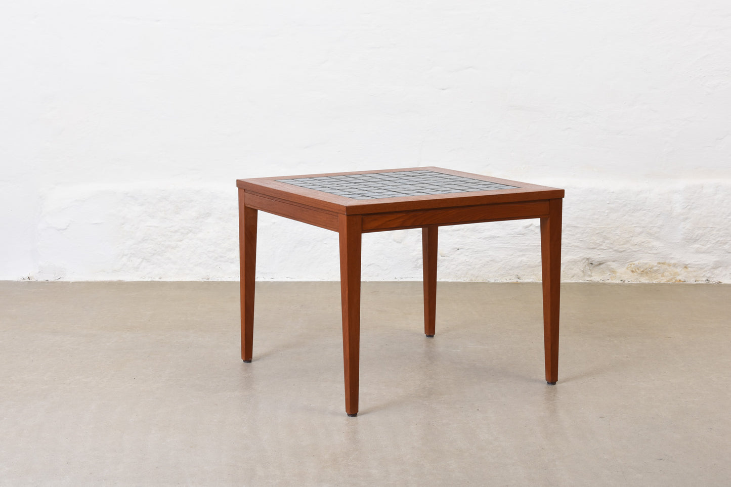 1960s teak side table with ceramic inlay