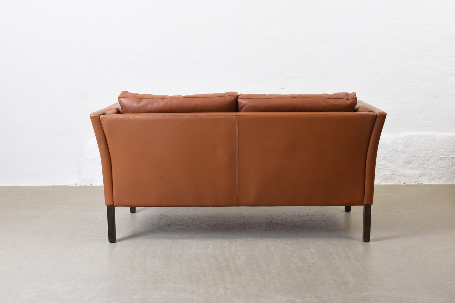 Vintage cognac leather two seat sofa