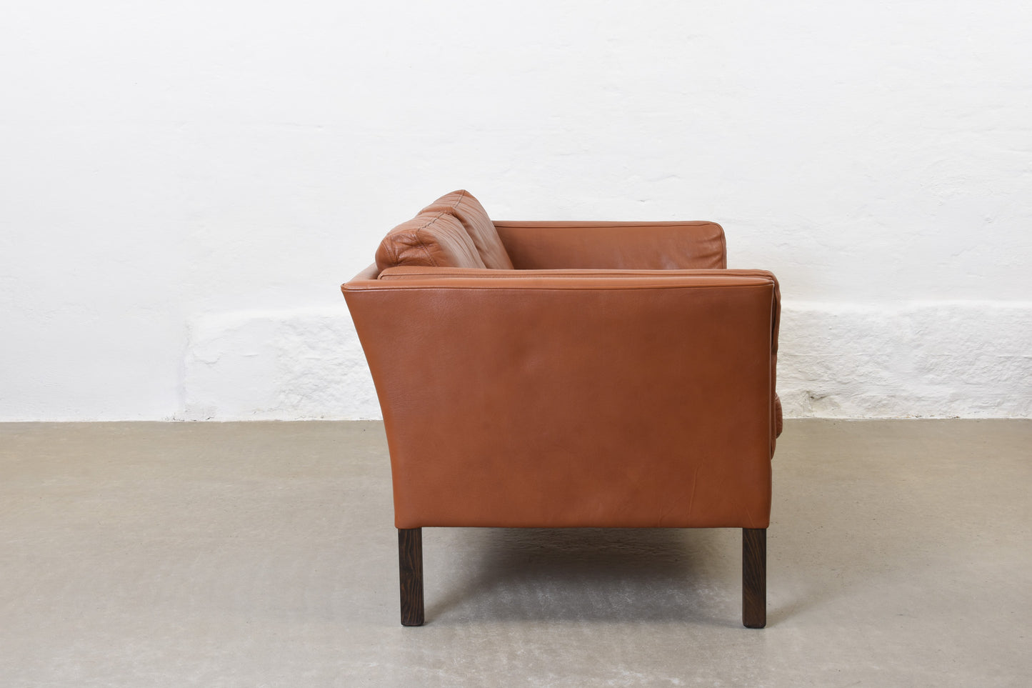 Vintage cognac leather two seat sofa