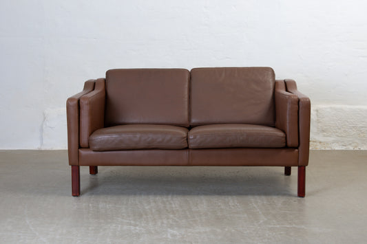 1970s two seater in leather by HJ Møbler