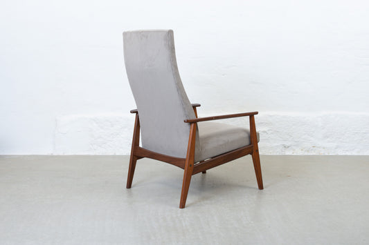 Newly reupholstered: 1960s teak + corduroy lounger
