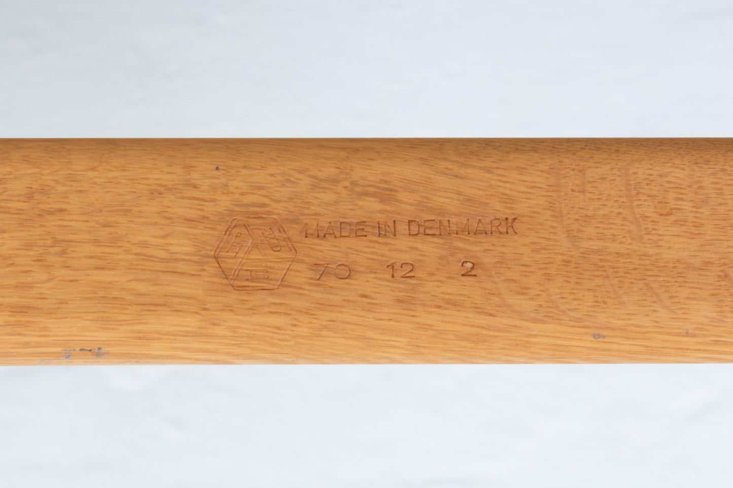 Two available: 1970s oak + wool loungers by Jørgen Bækmark