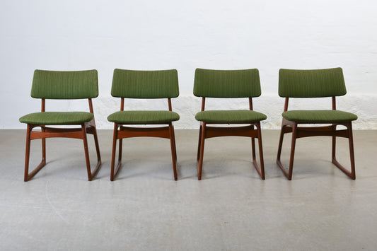 Set of four 1960s teak + wool dining chairs
