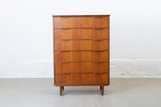 1960s teak chest of six deep drawers