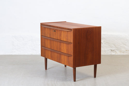 1960s low teak chest of three drawers