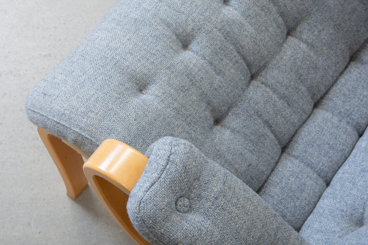 1970s Swedish lounger in beech + wool