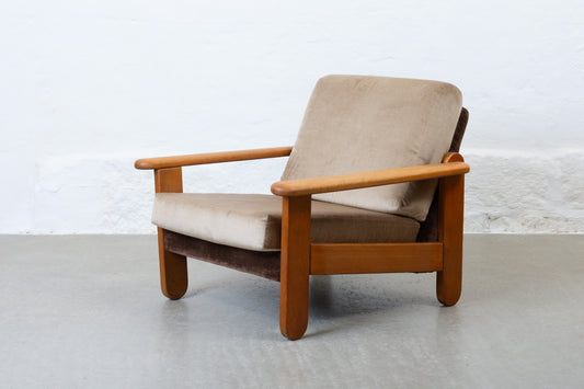 1970s low back beech lounger