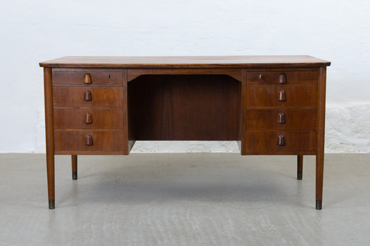 1950s twin pedestal desk in walnut