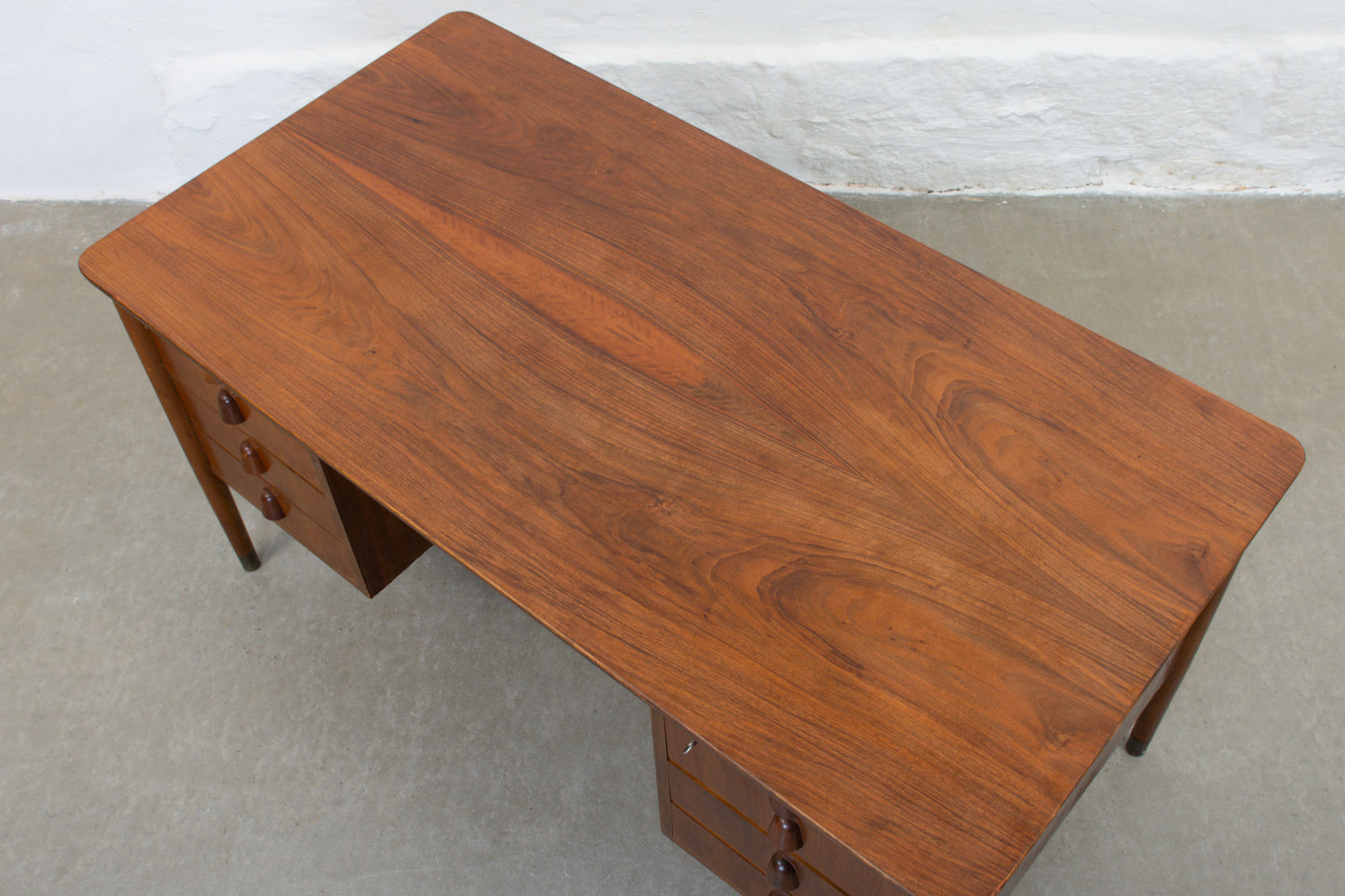 1950s twin pedestal desk in walnut