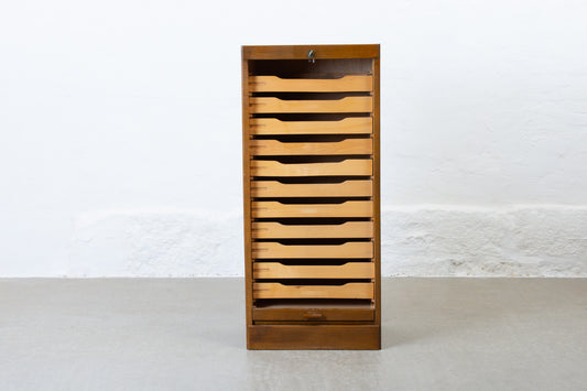 1950s archive cabinet in stained oak