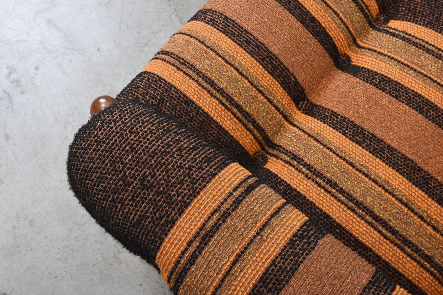 1970s Swedish three seat sofa in beech + wool