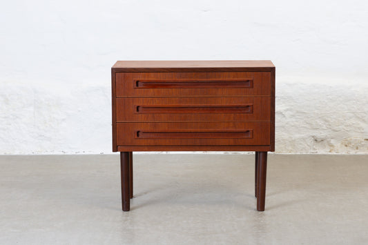 1960s low teak chest with inset handles