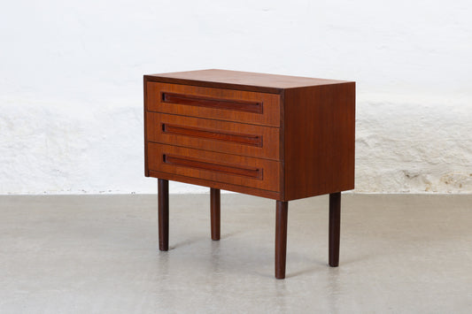 1960s low teak chest with inset handles