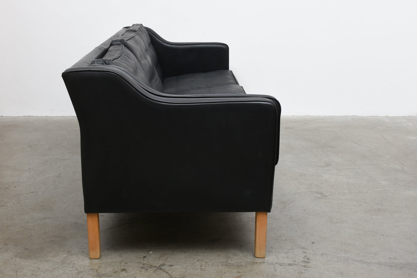 1970s Danish leather three seater