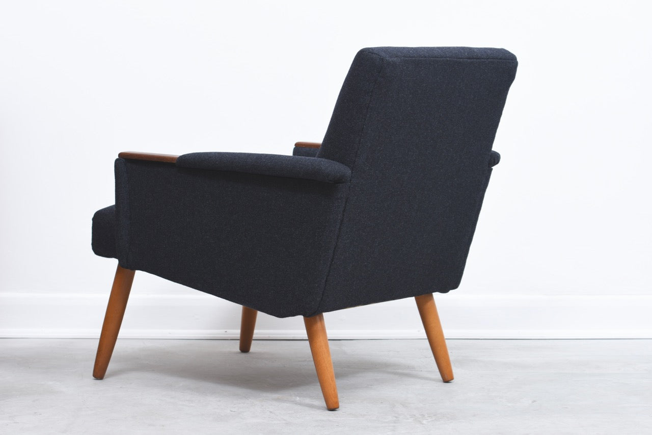 1960s Danish low back lounge chair with teak paws and beech legs