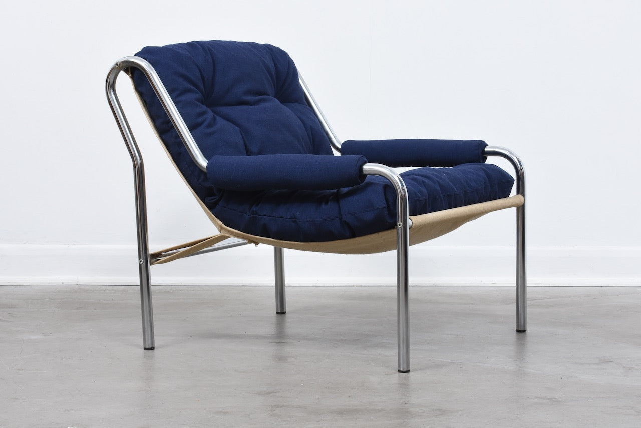 1970s metal-framed Swedish lounger
