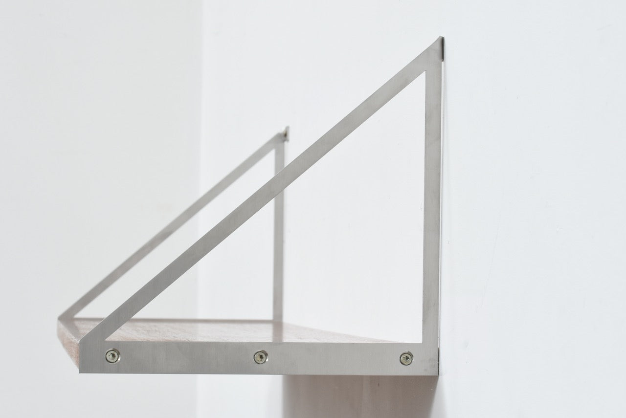 Two available: Teak floating shelf with metal brackets