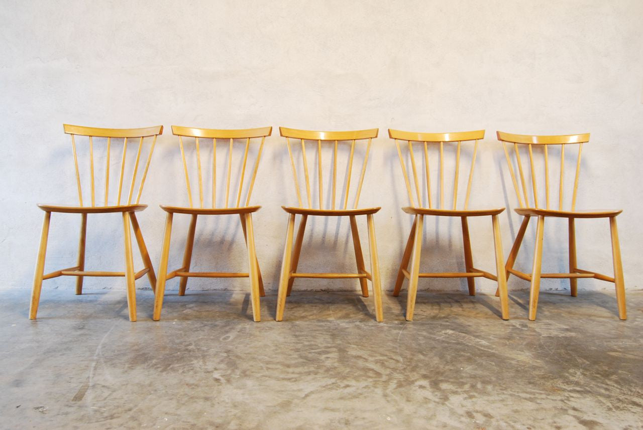 Set of five dining chairs by Poul Volther
