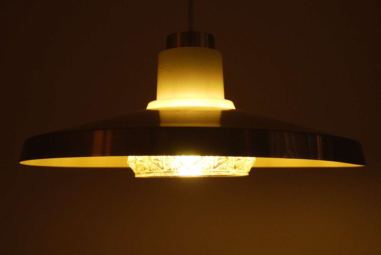 Glass and brass ceiling light