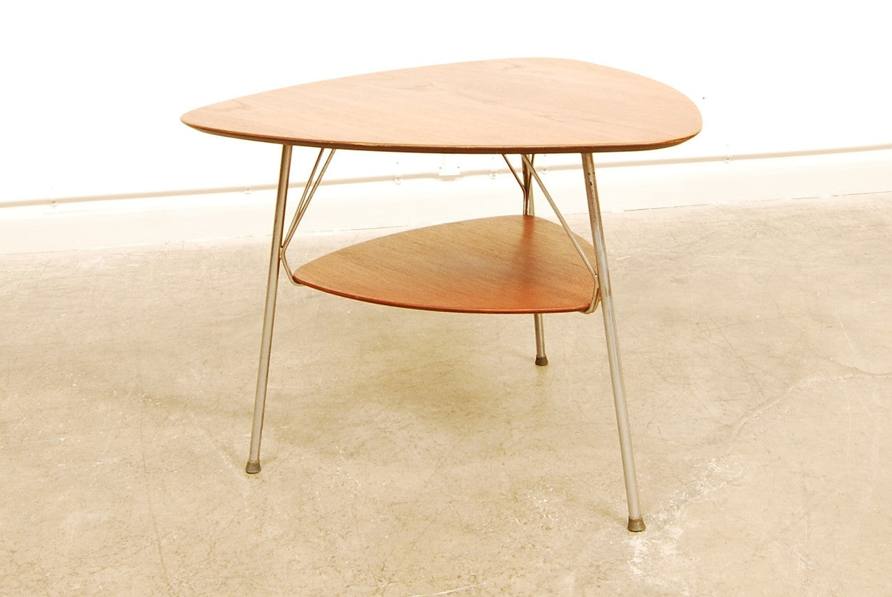 Teak coffee table with metal base