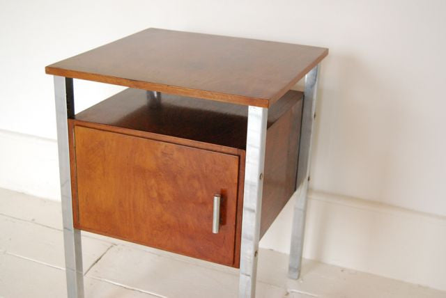 Bedside table with chrome frame