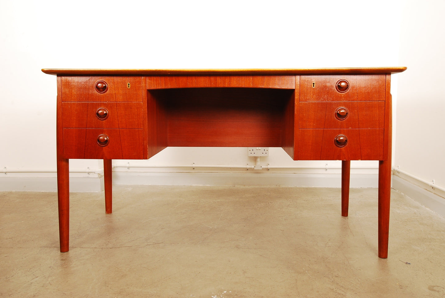 Twin pedestal teak desk
