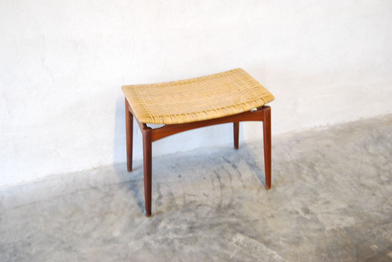 Foot stool with woven cane detail