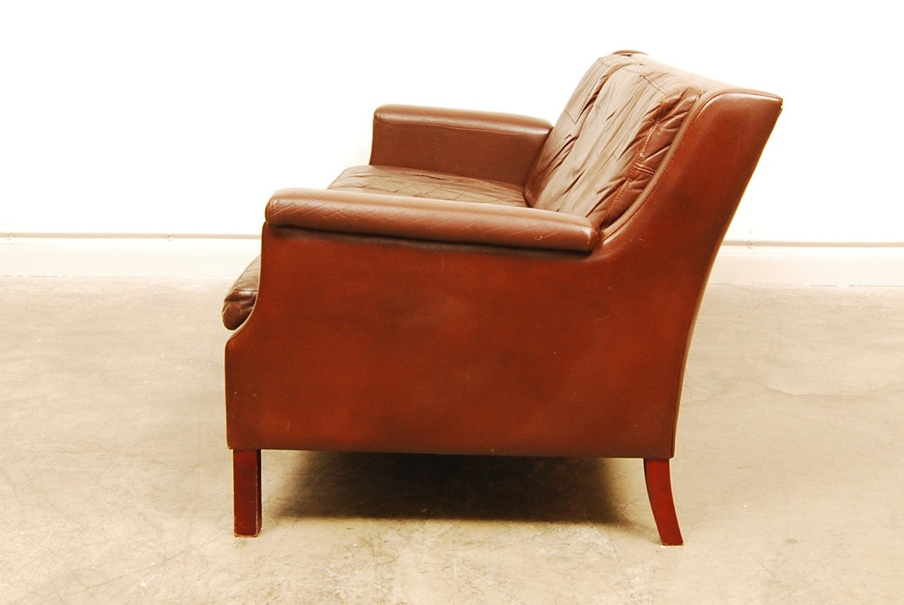 Brown leather sofa