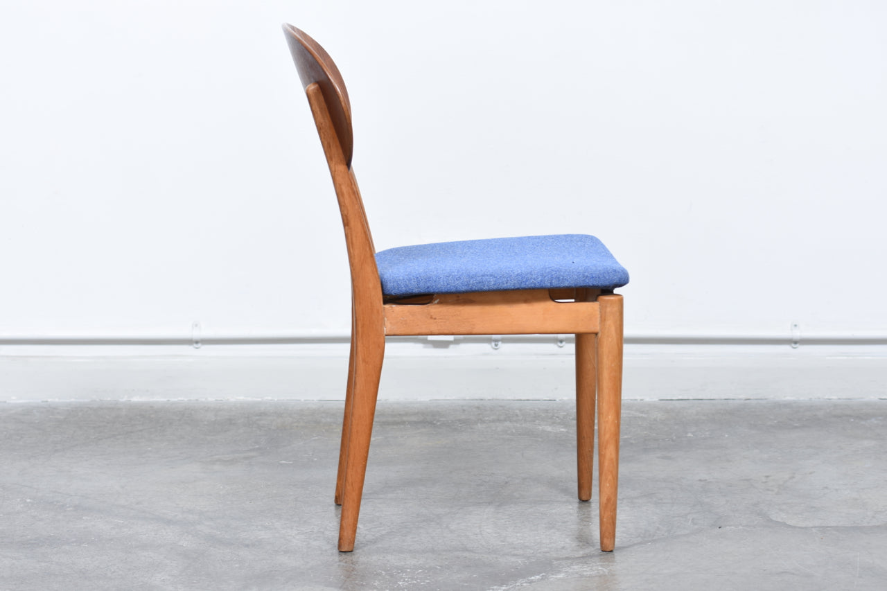 Set of four 1950s teak + oak dining chairs