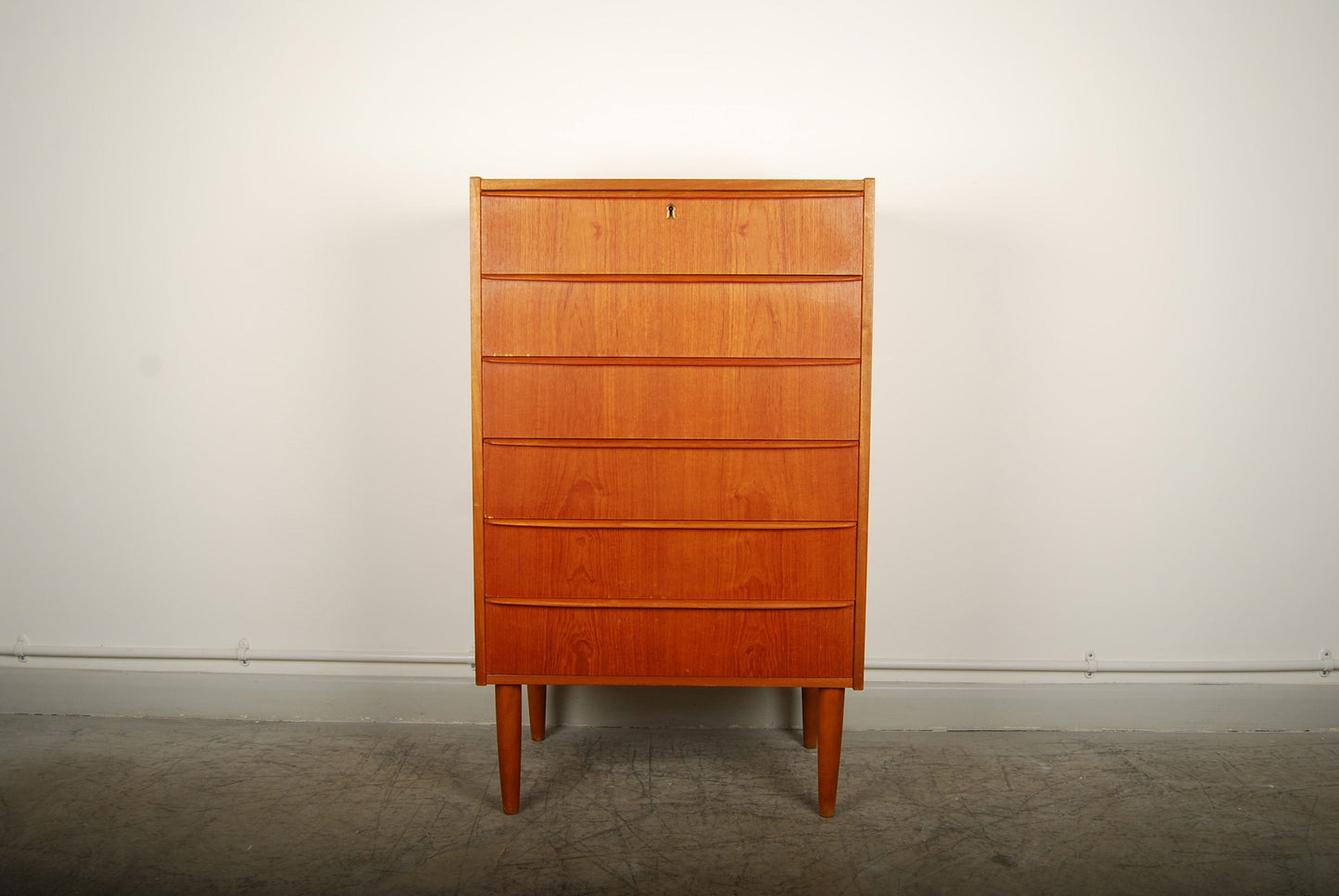 Teak chest of six drawers