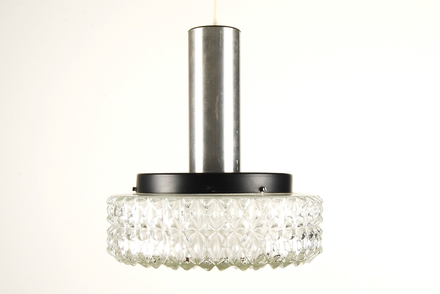 Chrome and glass ceiling lamp