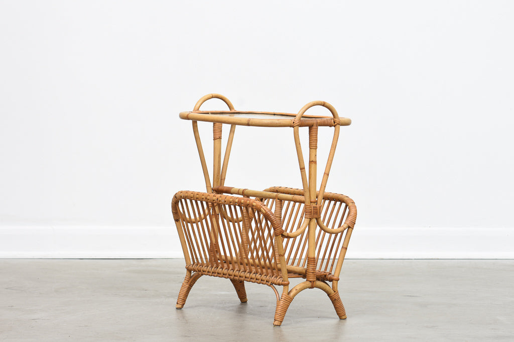 1970s bamboo + glass magazine table