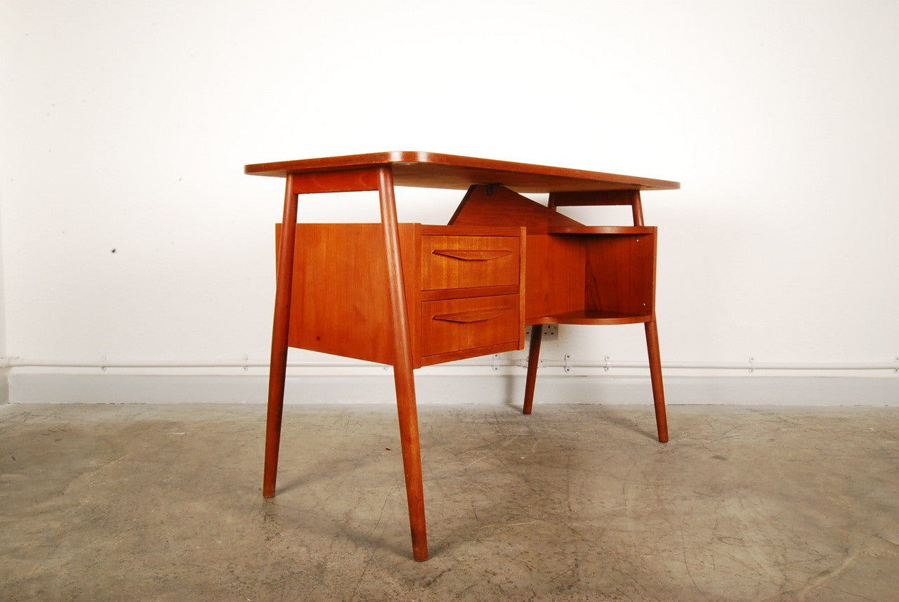 Teak desk with splayed legs