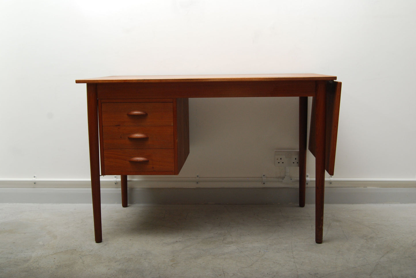 Teak desk with drop leaf extension
