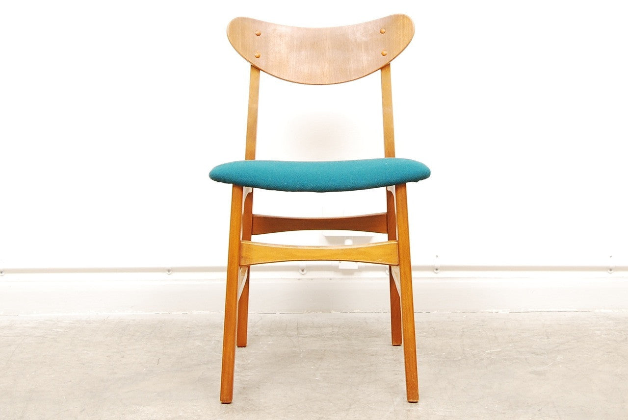 Set of four teak and beech dining chairs